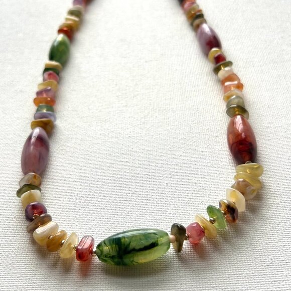 Vintage Colorful Lucite Chip and Bead Necklace - Picture 4 of 5